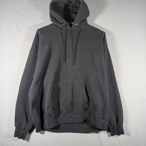 Vintage Hanes Black Blank Hoodie Streetwear Skater Comfy Large